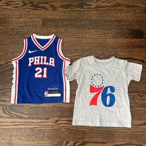 Nike Kids Blue and Gray 76ers Jersey Set